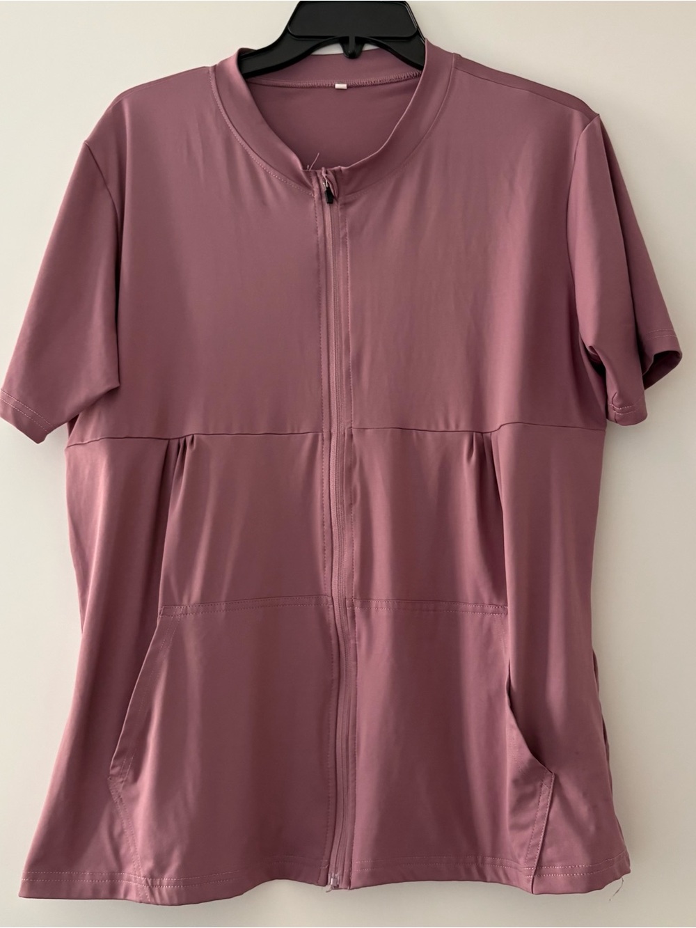Post Surgery Mastectomy Rose Short-Sleeve Zip Front Top with drain pockets